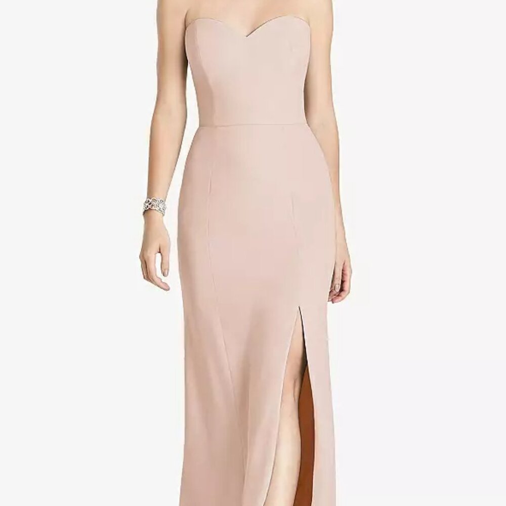 NWT After Six Strapless Sweetheart Gown in TAUPE GREY, size 20